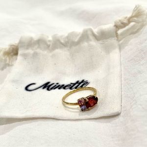 Minette Scarlett Cluster Band Garnet Gold Ring